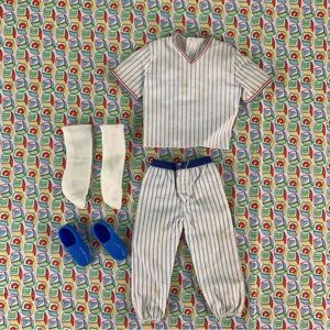 Barbie and Ken Cool Career Baseball Uniform With Blue Pinstripes.